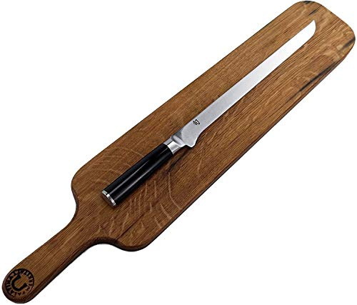 Palatina Werkstatt Kai Shun Classic Geschenkset | Schinkenmesser DM-0735 (30 cm Klinge) | + | exklusives Servierbrett aus alten Fassdauben (Eiche) | VK: 259,- €