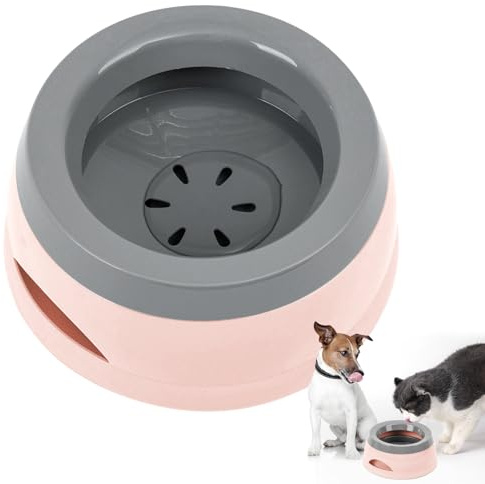 Qianyou Cuencos de Viaje para Perros y Gatos, 750ML Antigoteo Comedero de Agua para Perros y Gatos, Protección Contra Salpicaduras Dispensador de Agua Comederos y Bebederos Mascotas (Rosa)