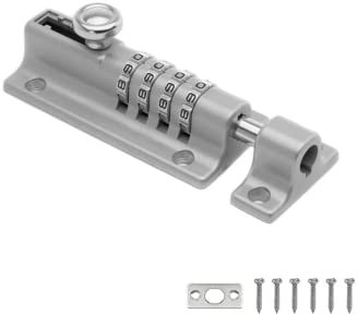 Schieberiegel Türschloss COMBI4 - Wetterfestes Druckgussgehäuse - Manipulationssicheres Hochsicherheitstorschloss für Haus & Garagen (grau-1)