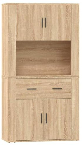 vidaXL - Aparador alto, mueble de almacenamiento con puerta, armario de almacenamiento, organizador de salón, sala de estar, interior, roble Sonoma madera de ingeniería
