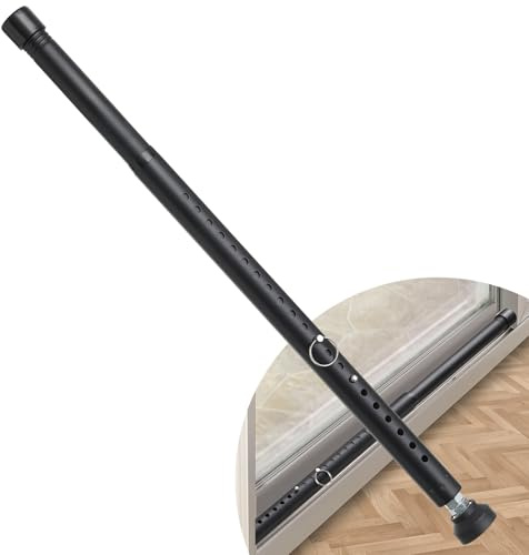 DIIG Sliding Door Security Bar, 17.7-50.5inch Heavy Duty Adjustable Sliding Patio Door Lock Bar with Rubber Tips,Diameter 1inch Window Security Bar for Home Apartment Travel Children Women (Black)