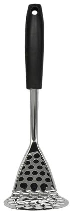 Fackelmann Initial Potato Masher, Stainless Steel, Heat-Resistant Handle, Fruit & Vegetable Baby Food Masher, Large Press Plate, Handheld Food Crusher, Ricer, for Jam Vegetables & Fruits, 26.5cm