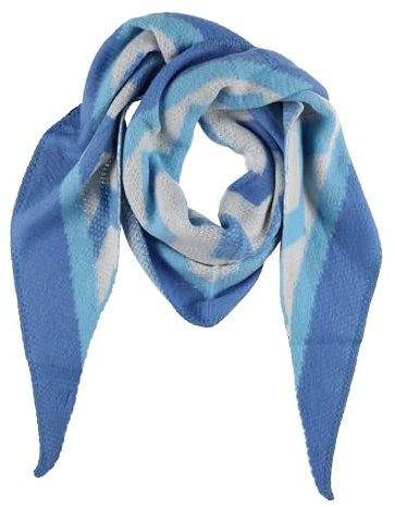 COFI 1453 XXL Schal Damen Dreiecktuch Strickschal WInterschal mit Muster Blau/Weiß