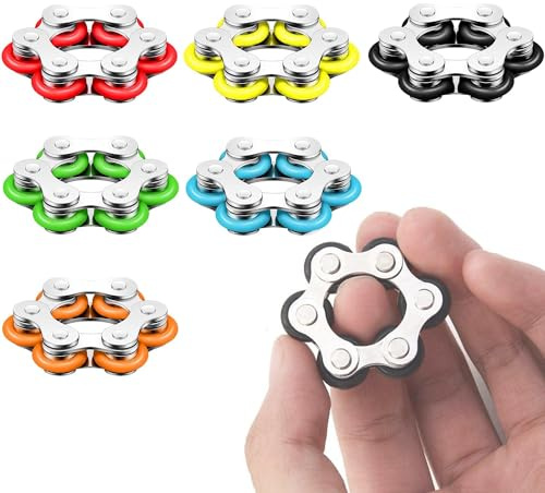 Set med 6 rullkedjor-fingertoppsleksaker, cykelkedjor-stressreducerande leksaker, kedjestressreducerande leksaker, cykelkedjeleksaker, stressreducerande leksak för barn och vuxna