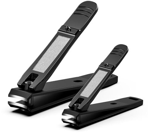 FERYES Tagliaunghie Eleganti Set da 2 Pezzi - Tagliaunghie dei Piedi e Tagliaunghie, Tagliaunghie Affilati per Uomini e Donne, Cura di Precisione per Unghie Splendide - Nero