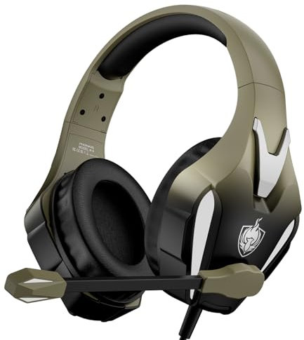 YOTMS Casque de Jeu PS4 pour Xbox One, PS5, PC, H-9 Casque de Jeu Filaire avec Basses Surround, Casque de Jeu sur l'oreille avec Microphone, Interface 3,5 mm (Oro Électrique)