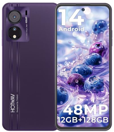 HOTWAV NOTE 12 EF Handy Ohne Vertrag: Smartphone Android 14 Octa Core 12GB+128GB/1TB Erweiterbar, 6.8 HD+ Display 5160mAh 48MP+16MP Kamera Dual SIM 4G Face ID OTG GPS Bluetooth5.0 Simlockfreie Handys