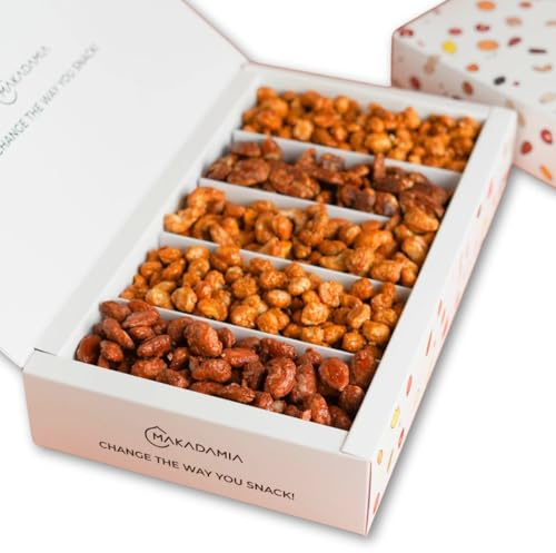 Makadamia - Honey Crunch BOX 750 g - Arachidi, Anacardi, Noci Pecan, Mandorle e Arachidi salate pralinati al Miele.
