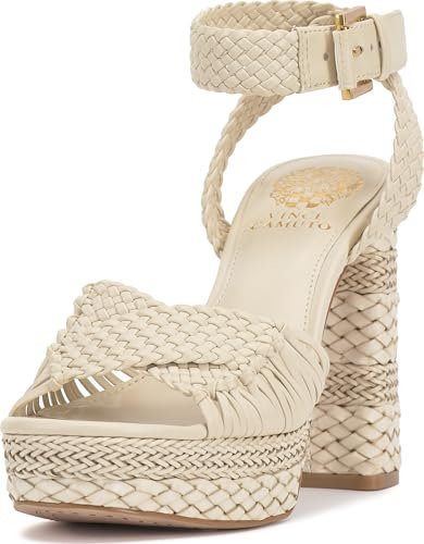 Vince Camuto, Women's, Pessa Woven Platform Sandals, Panna Creme, 8, Medium