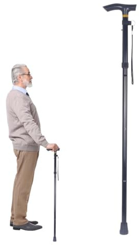KIRZAX Bastón Plegable,Ligero y Portátil para Viaje, Bastones para Mayores,Mango en T y Pulsera,Plegable para Hombre y Mujer Ajustable en Altura,Baston Extensible de Aluminio Ligero