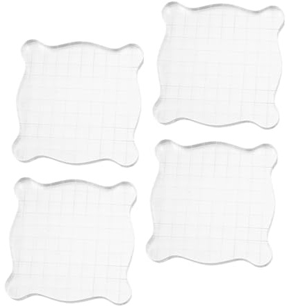 TOVINANNA Juego de 4 Bloques de Sellos Acrílicos Transparentes 75X75 CM con Cuadrícula para Scrapbooking Manualidades y Creación de Tarjetas Herramientas Versátiles para Estampar Diseños