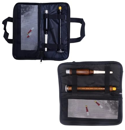 Great Highland Bagpipe Practice Chanter with Brown & Silver Carrying Case for Beginners