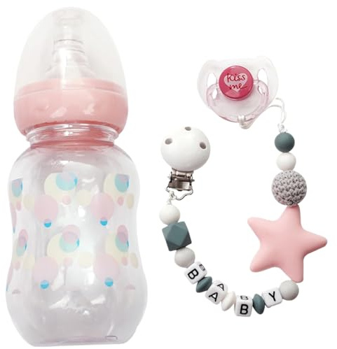 Suxdlan 3PCS Baby Doll Accessories Set Milk Bottle Pacifier Chain DIY Developmental