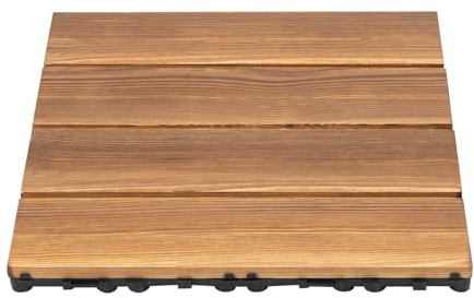 36 confezioni di piastrelle per terrazzo in legno massiccio, piastrelle per pavimento in legno massiccio di larice, dimensioni 30,3 × 30,3 × 2,3 cm, piastrelle per terrazzo ad incastro, impermeabili