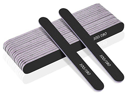 URAQT Lime per Unghie Professiona (15 Pezzi),Lime Unghie 100/180, Mezza Luna Bilaterale Strumenti per la Cura Degli Unghie, per Uso Domestico e Salone