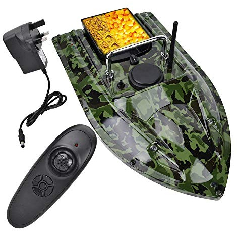 Vikye Fishing Lure Bait Boat, 500M Waterproof Wireless Remote Control Fish Finder LED Night Light Convenient to Operate Easy to Identify(U.K. Plug)