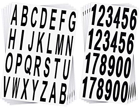 10 Feuilles Autocollants de Numéros Lettres de Boîte à Lettres Autocollants de Numéro Alphabet Noirs en Vinyle pour Maison Appartement Adresse Fenêtre Porte Voiture Camion