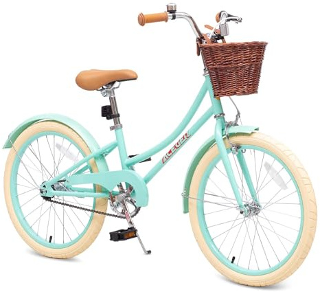ACEGER Girls Bike with Basket, Kids Bicycle for 3-13 Years, Included Coaster Brake & Caliper Brake, 14 16 18 Inch with Training Wheels, 20 Inch with Kickstand but no Training Wheels