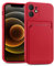 CoolGadget Card Case für iPhone 12 Mini, TPU Schutzhülle mit Kartenfach und erhöhtem Kantenschutz, Rot