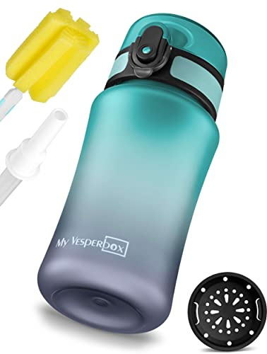 My Vesperbox® vattenflaska för barn – läckagesäker och lämplig för kolsyrade drycker – Water Bottle Kids – för skola och sport – barnflaska för flickor och pojkar – inkl. extra packning