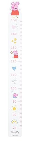 roba Messlatte für Kinder Peppa Pig - Skala von 70 cm bis 150 cm für Mädchen & Jungen - Kindermesslatte für Kinderzimmer - Holz weiß / rosa…