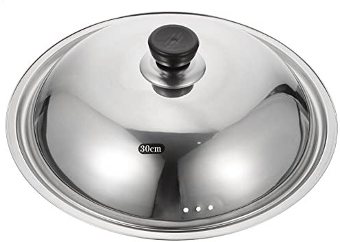 Wok Cover 11 Inch Pot Lid Universal Pan Cover Stainless Steel Cooking Pot Lid Oil Proof Cookware Lid Replacement for Skillets Frying Pan 30cm Pan Lid (Color : Silver, Size : 30X30CM)