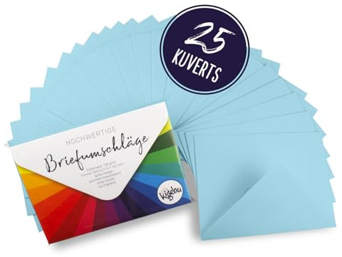 Kuvert C6-25 Stück - Babyblau - stabile Umschläge (120 g/m2) für Einladungen, Grußkarten - Briefumschläge 114X162 mm - Nassklebung ohne Fenster (Hellblau, 25)