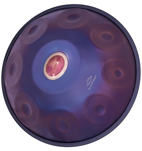 GLADFRESIT Master Series handpan,Gold, 440Hz, 22 inches, 10 notes, D minor Kurd, with backpack, stand, course, cleaning cloth, tuning blow, and woven rope. (Master Series Purple, 9-440hz)