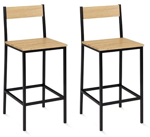 IDMarket - Lot de 2 tabourets de Bar Detroit avec Dossier Chaise de Cuisine Design Industriel