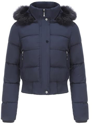 NAFING Veste Demi Saison Femme, Veste Femme Zippée Blouson Avec Capuche Chaude Doudounes De Randonnée Femme Anorak Hiver Manteau Légère Parka Mi Saison Doudoune Duvet Matelassé