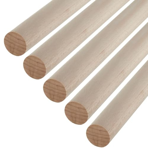 5 pezzi SOTECH bastoni rotondi di faggio lisci Ø30 x 800 mm bastoni rotondi di legno per l'artigianato o come appendiabiti