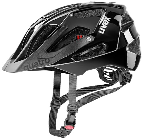 uvex Quatro - sicherer MTB-Helm für Damen und Herren - individuelle Größenanpassung - Verstellbarer Schirm - All Black - 56-61 cm