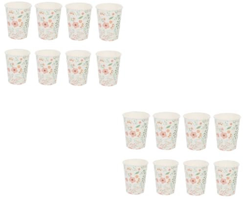 UTHCLO 48piezas Pzs Tazas De Papel Diseño Floral Para Bebidas Vasos Desechables Para Fiestas y Eventos Patrón De Plantas Convenientes y Prácticos