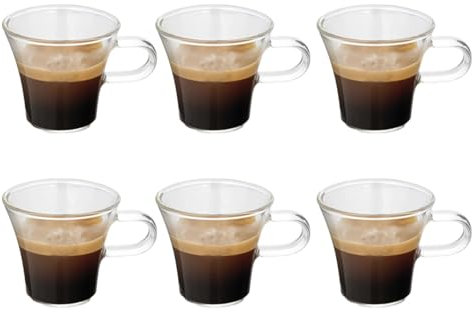 CUPERINOX Vaso cafe - Tazas de Espresso de Cristal - - Vaso Cristal - 80ml (Set de 6) - Apto para Lavavajillas y Microondas - Aroma Series