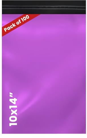 LIVERPOOL ENTERPRISES LTD 100 Pcs Pink Parcel Bags – Tamper-Proof Self-Seal Mailing & Postage Bag for Shipping, Packaging & Delivery - Size 10x14 Inches