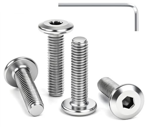 GUNGY 20 stycken skruvar med platt huvud M8 x 10 mm skruvar M8 rostfria skruvar A2 V2A insexskruvar helgängade med insexnyckel
