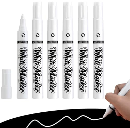 Unicavu 6× Feutres Blancs Effaçables pour Tableau Noir, Marqueur Craie Liquide à Pointe Fine 3mm, Stylo Craie Blanc Feutre Fenetre Effacable pour Verre Fenêtre Ardoise Métal Plastique, Non Toxique