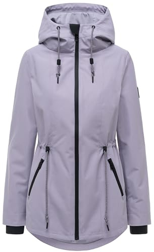 Navahoo Damen leichte wasserdichte Übergangsjacke kurze Jacke mit wasserdichtem Verschluss, Taillenzugkordel und verstellbarer Kapuze Blumentanz 14 Powder Lilac Gr. L