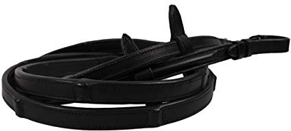 QHP Zügel Gurtzügel Reitzügel Leder eingearbeitete Stege schwarz ARBO-INOX® (Full, Schwarz)