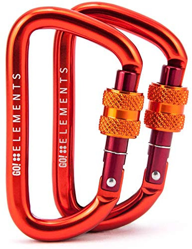 GO!elements 12KN Karabiner Strong 8 mit Schraubverschluss im 2er Pack in verschiedenen Farben (PYRO) Orange