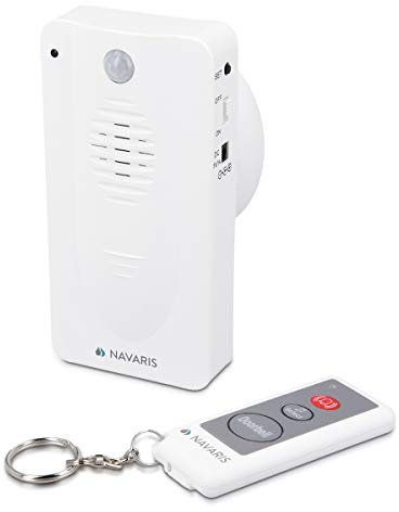Navaris Türklingel mit Bewegungsmelder Set - inkl. Fernbedienung Montagezubehör - Klingel und Alarm Modi - 13 x 6,6 x 6,6cm - Kabellose Funk Glocke