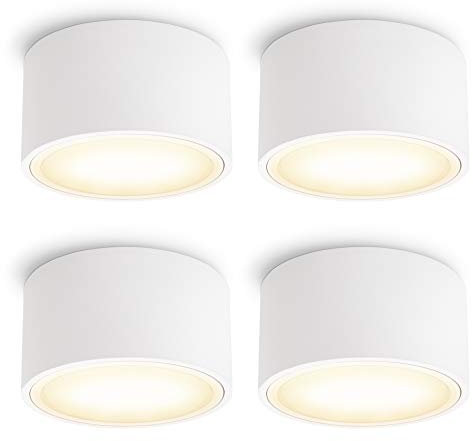 SSC-LUXon CELI-X LED Aufbauspot flach 4er Set mit großer Leuchtfläche - LED GX53 mit 5W warmweiß 230V - Aufbaustrahler rund