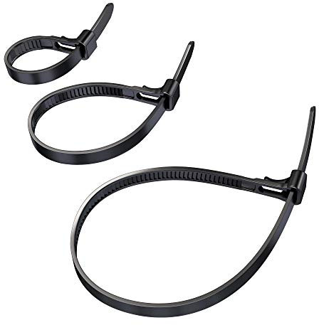 KabelDirekt – Kabelbinder 3er Pack wiederverschließbar mit hoher Zugfestigkeit (lösbare und wiederverwendbare Mehrweg-Kabelbinder für nachhaltigen Einsatz, schwarz) - 3x40 Stück, 150, 200mm x 7,4mm