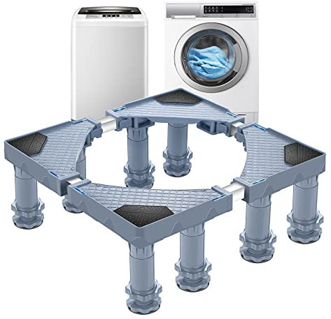 [en.casa] Waschmaschinen-Untergestell Kirburg Sockel 8 höhenverstellbare Füße bis 400 kg zum Erhöhen von Großgeräten Podest Grau