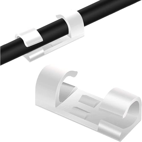 LEDKIA LIGHTING Pack 20 Grapas Clip Autoadhesivo Organizador Para Cable Ø 8mm Transparente