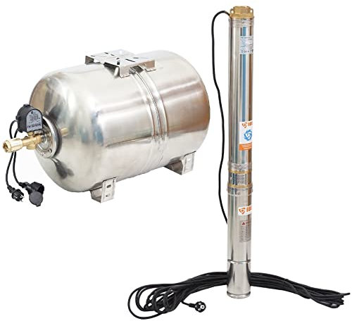 100L Hauswasserwerk Hauswasserautomat Tiefbrunnenpumpe 6,3bar 6300l/h Sand - 5%