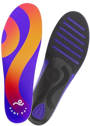 Move Game Day Performance Insoles - for Plantar Fasciitis, Arch Support, Basketball, Active Lifestyle, Running, and Athletics - Composite Heel and Reactive Stability (M 9-9.5 / WM 10.5-11)