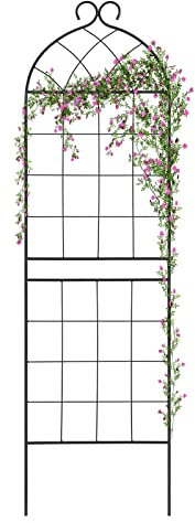 SCENDOR GARDEN 1 Pack Garten-Trellis 180x50x1cm für Kletterpflanzen, Rostfreies Metall-Eisen-Rosen-Trellis für Ranken, Blumen, Gurken-Pflanzenständer, Schwarz