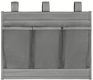 Surblue Bedside Caddy Bed Organizer Hanging Storage Bag Pocket for Bunk Hospital Beds College Dorm Rooms Baby Bed Rails Camp Wheelchairs,4 Pockets, Grey