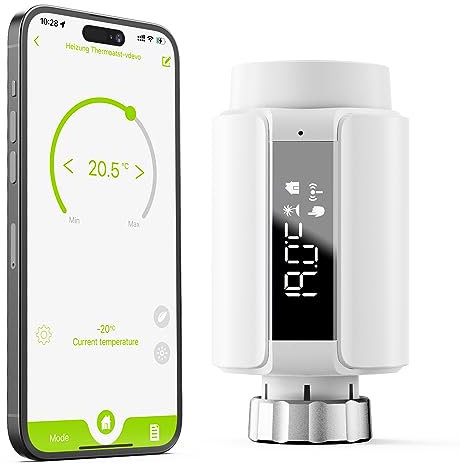 Maxcio Valvola Termostatica per Radiatori, Termostato digitale per Riscaldamento WiFi, Controllo tramite App, Compatibile con Alexa, Google Assistant - è necessario il Gateway WiFi